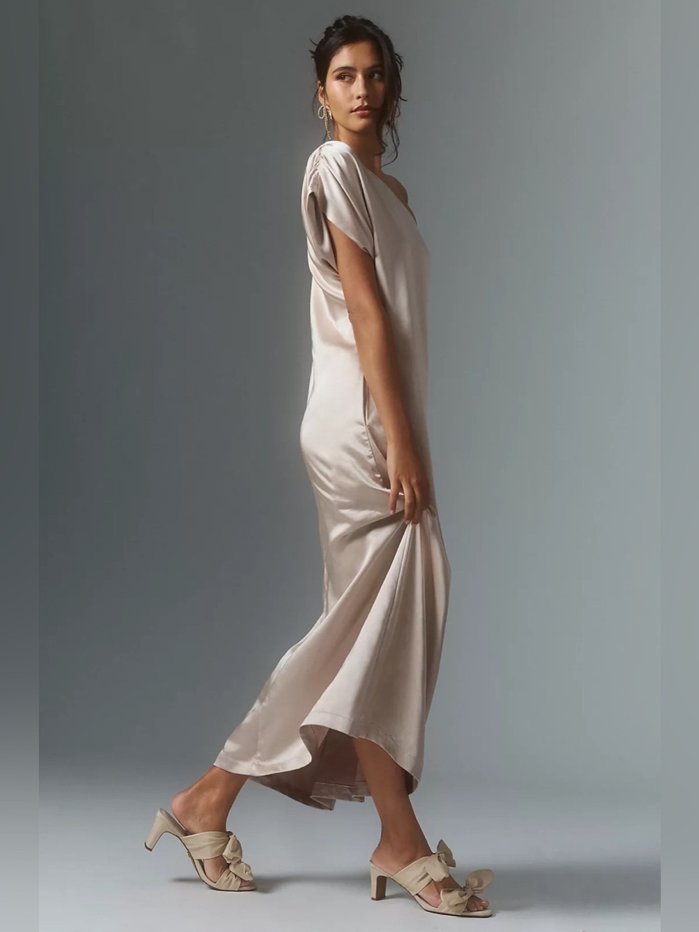 Anthropologie Porridge One-Shoulder Dress Neutral Size Large